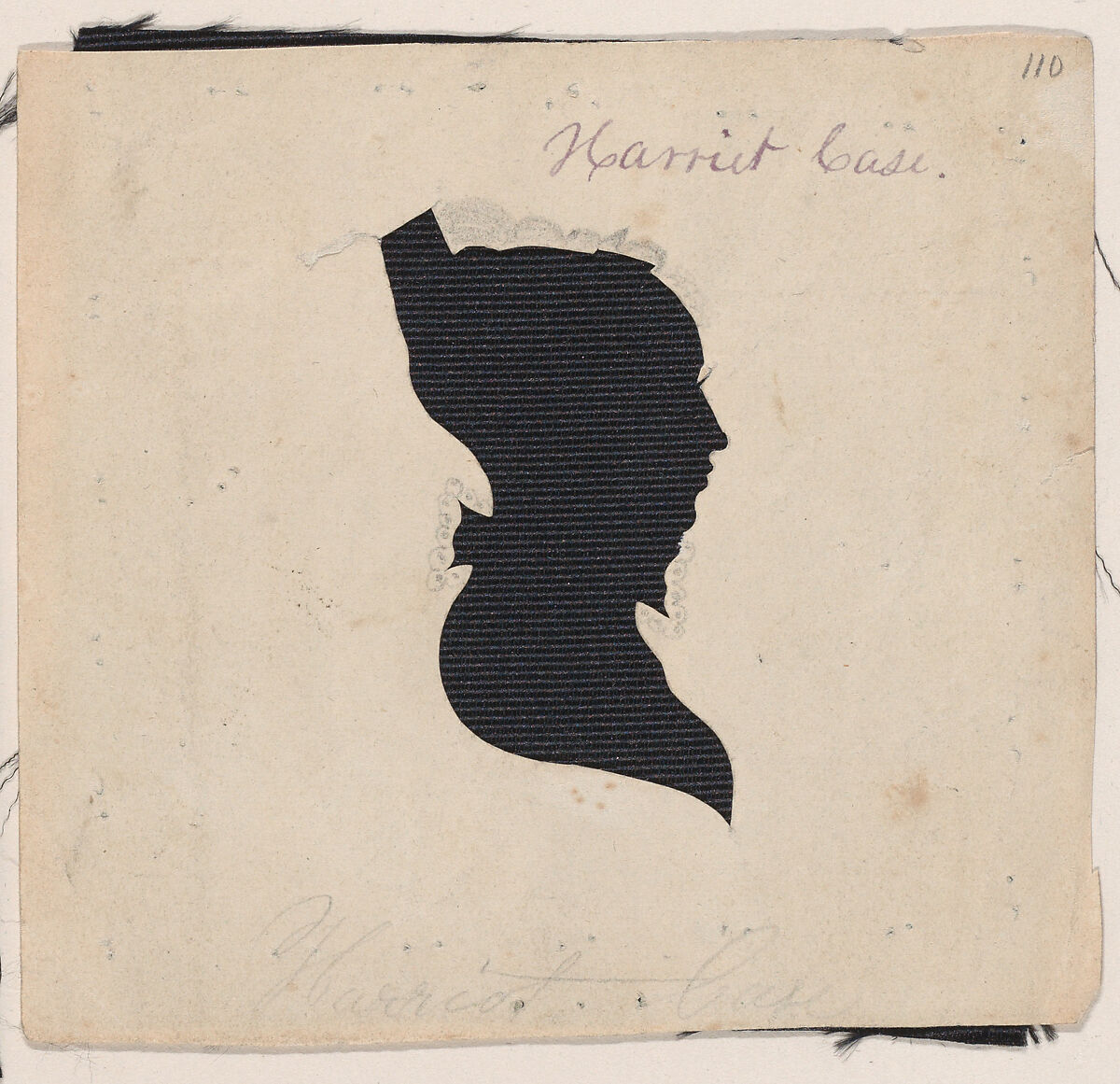 Silhouette of Harriet Case, to right, Probably by William Chamberlain (American, born Loudon, New Hampshire, 1790), Hollow cut paper 