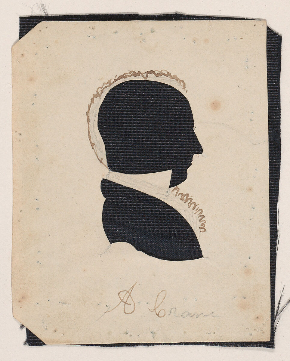 Silhouette of Aaron Crane, to right, Probably by William Chamberlain (American, born Loudon, New Hampshire, 1790), Hollow cut paper 