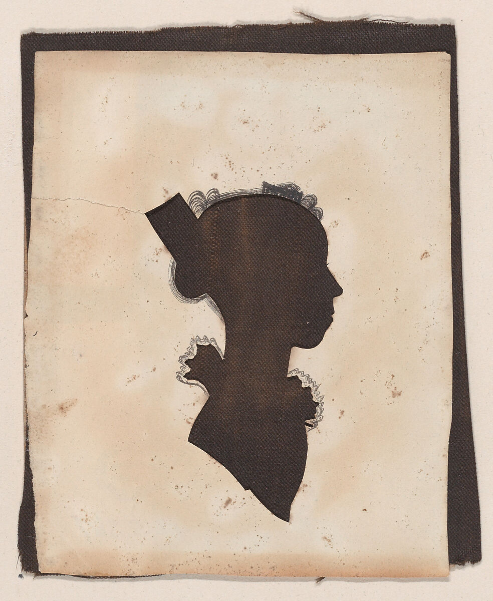 Silhouette of an unknown young woman, to right, Probably by William Chamberlain (American, born Loudon, New Hampshire, 1790), Hollow cut paper 