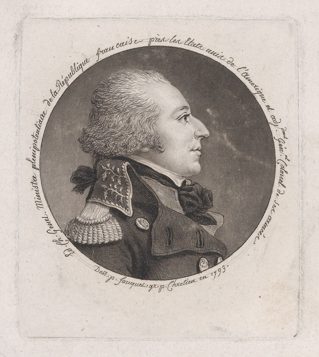 Portrait of E.C. Genet, Gilles Louis Chrétien (French, Versailles 1754–1811 Paris), Etching and aquatint 