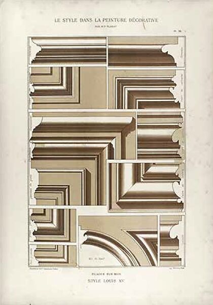 “Striping on Wood, Louis XV Style”
Plate XXXIII, Le style dans la peinture décorative: Recueil de documents choisis et publiés, Paul Planat (French, 1839–1911), Chromolithograph 