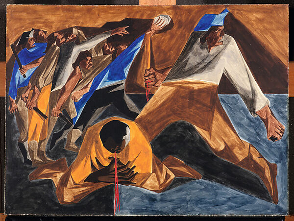 Massacre in Boston, Jacob Lawrence (American, Atlantic City, New Jersey 1917–2000 Seattle, Washington), Tempera on hardboard 