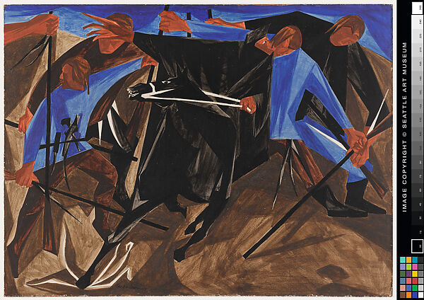 I alarmed almost every house till I got to Lexington-Paul Revere, Jacob Lawrence (American, Atlantic City, New Jersey 1917–2000 Seattle, Washington), Tempera on hardboard 