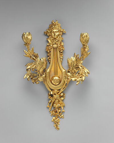 Four-branched wall light in form of lyre (one of a set of four)