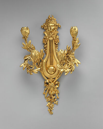 Four-branched wall light in form of lyre (one of a set of four)