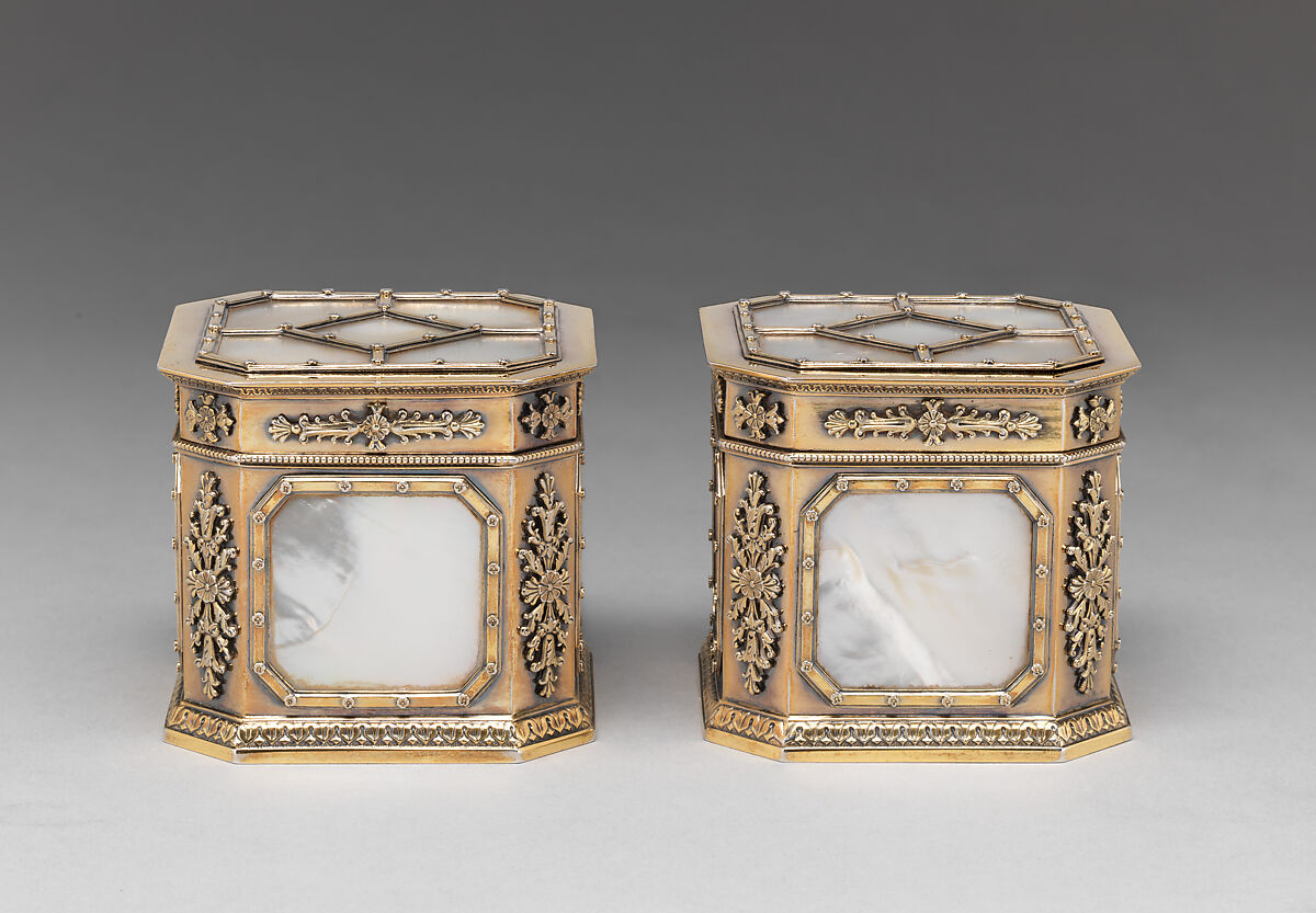 Small square box, André Aucoc, Silver gilt, mother-of-pearl, French (Paris)