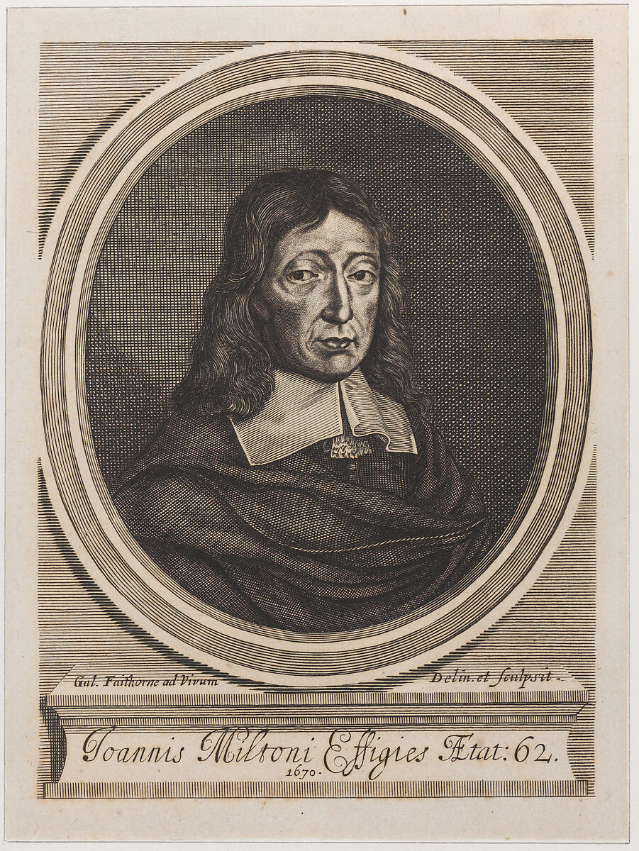 John Milton, William Faithorne the Elder (British, London ca. 1620–1691 London), Engraving; second state of three 