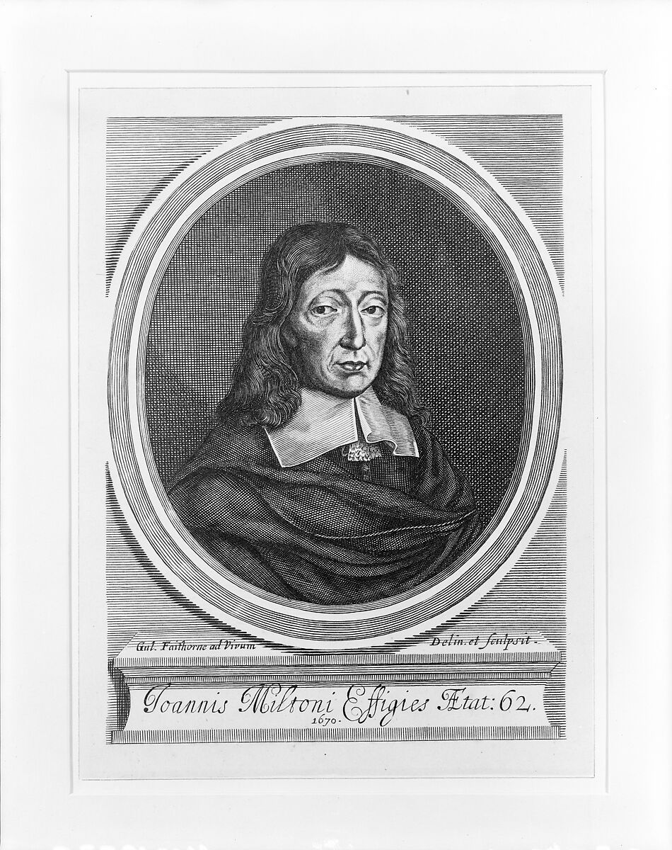 John Milton, William Faithorne the Elder (British, London ca. 1620–1691 London), Engraving; second state of three