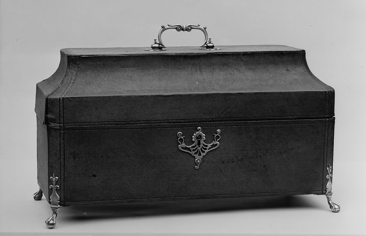 Tea Chest, Leather, wood, silver 