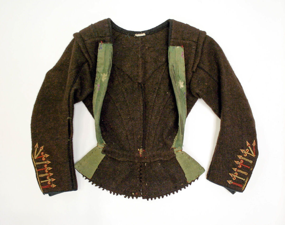 Ensemble, wool, linen, leather, Spanish