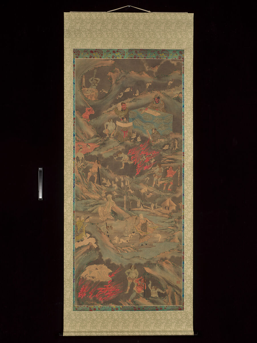 Scenes of the Buddhist Hell, Shōsai 松斎 (Japanese, active second half of the 19th century), Hanging scroll; ink and color on silk, Japan
