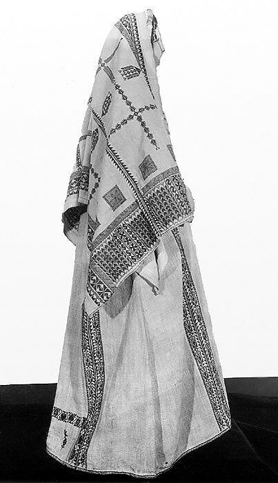 Ensemble, Linen, cotton, metal; embroidered