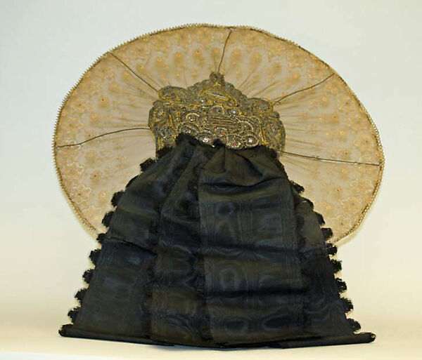 Ensemble, silk, metal, metallic thread, German