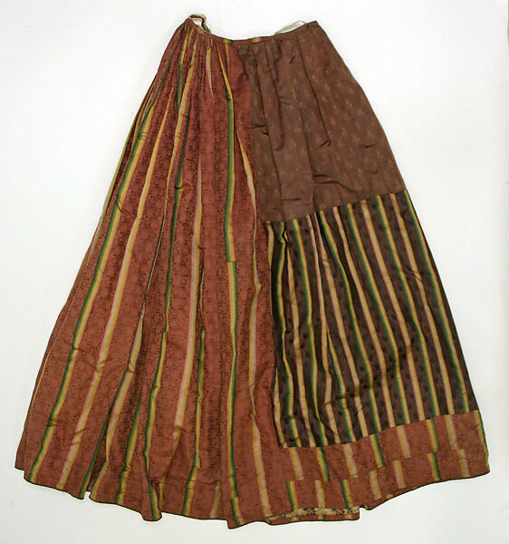 Ensemble, silk, metal, metallic thread, German 