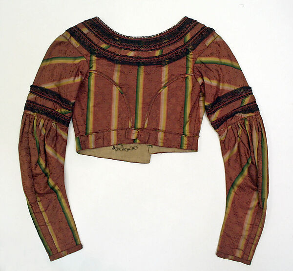 Ensemble, silk, metal, metallic thread, German