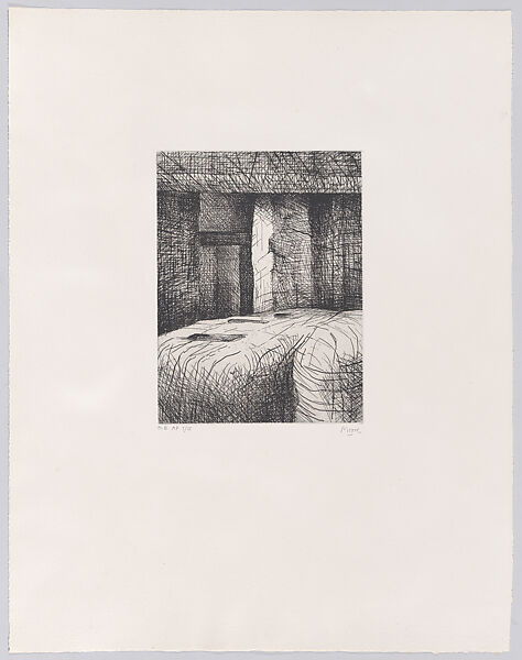 Stonehenge B, Henry Moore (British, Castleford 1898–1986 Much Hadham), Etching, state II/II 