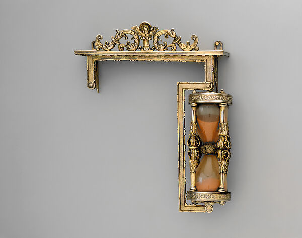 Sandglass, Gilded silver, blown glass, silk, gold thread