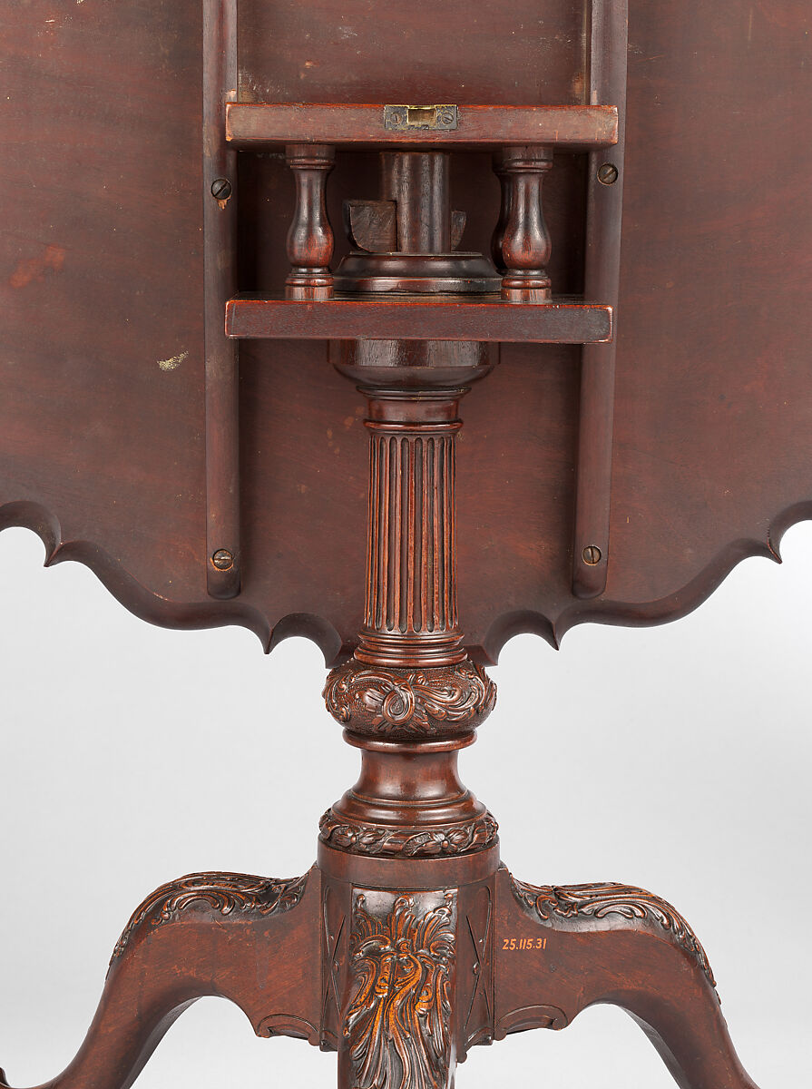 Tilt-Top Table, Mahogany; brass, iron, American