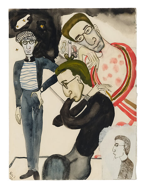 Christopher Lazare, Alice Neel  American, Watercolor and cut and pasted paper