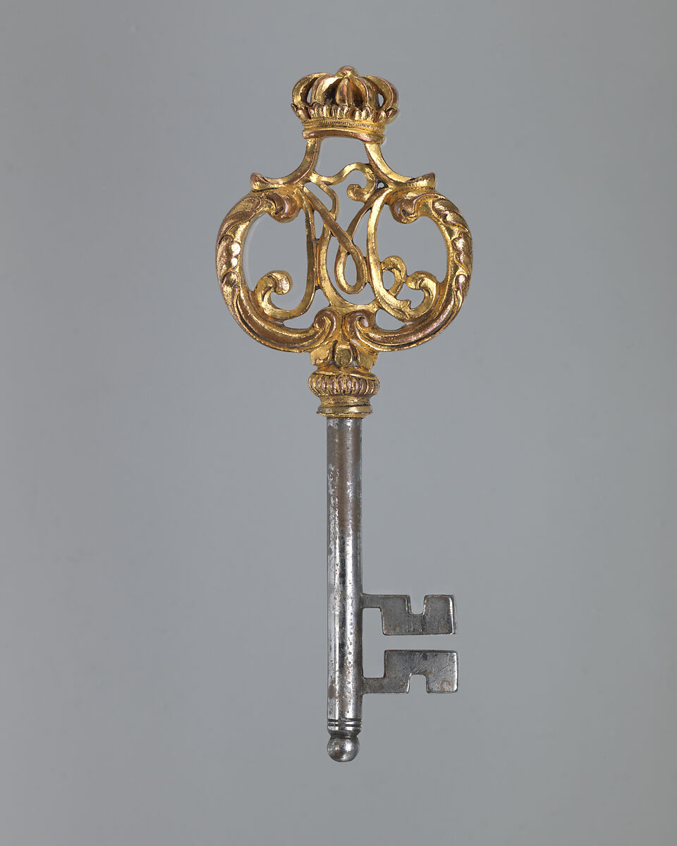 Chamberlain's key with the monogram of Maximilian I Joseph, King of Bavaria, Steel, gilded bronze, German