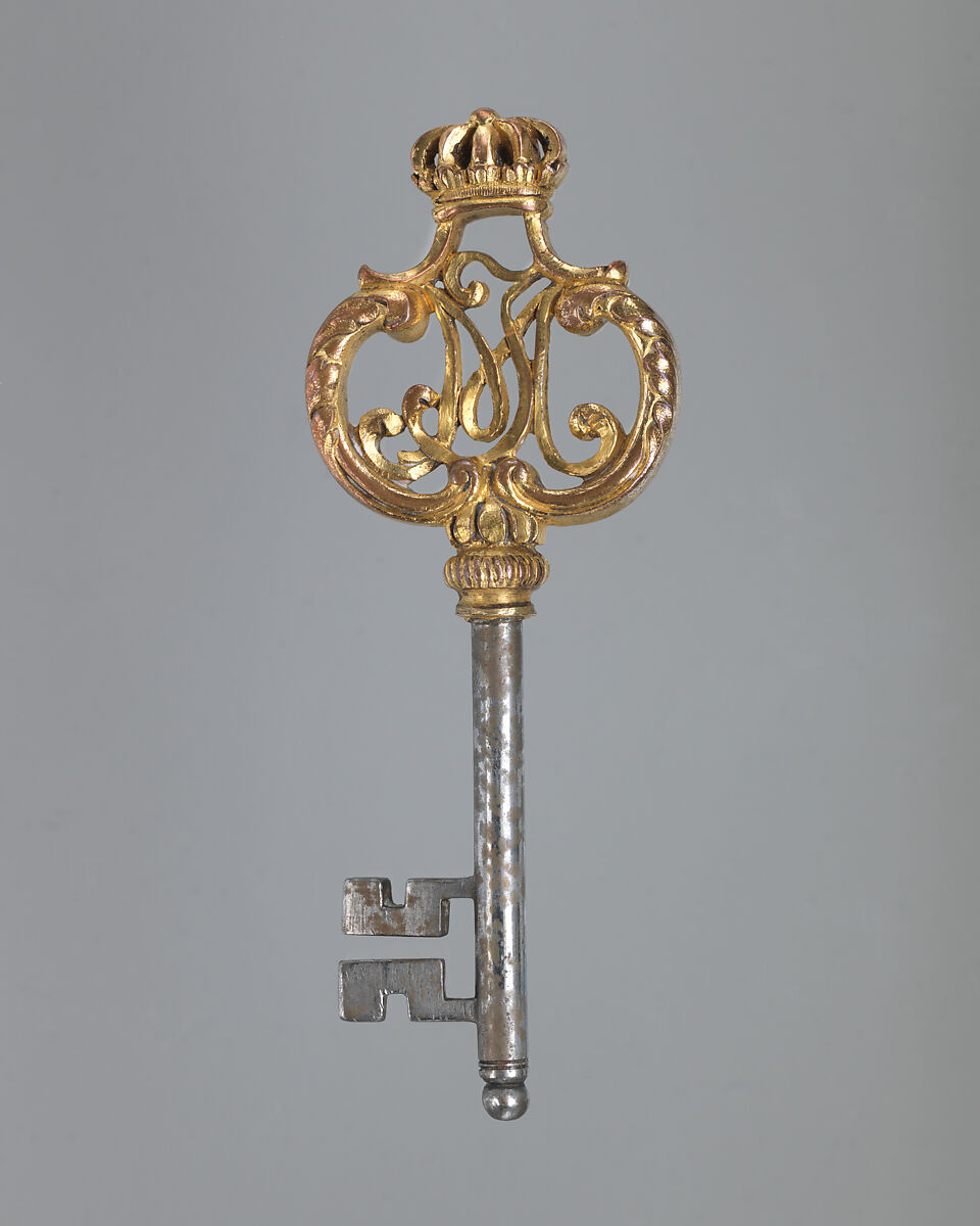 Chamberlain's key with the monogram of Maximilian I Joseph, King of Bavaria, Steel, gilded bronze, German 