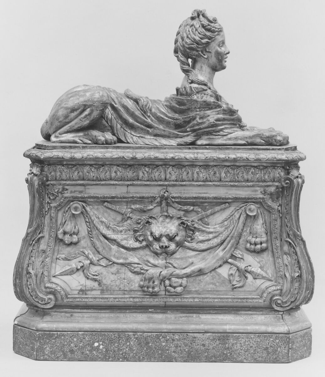 Sphinx (one of a pair), Pine, carved, painted and gilded, French