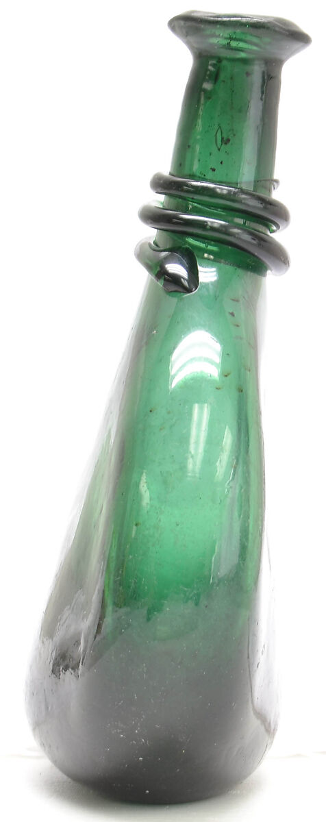 Camel-Back Bottle, Glass; applied decoration