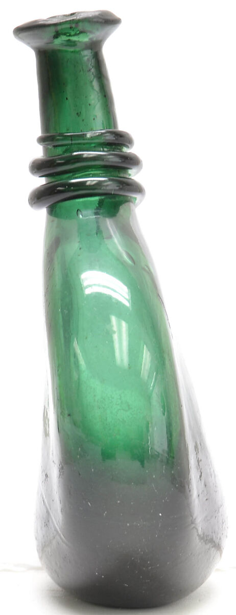 Camel-Back Bottle, Glass; applied decoration