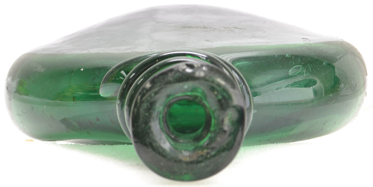 Camel-Back Bottle, Glass; applied decoration