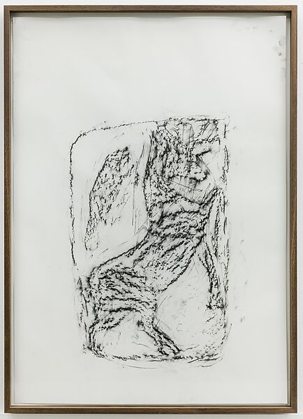 Orthostates, 2017–on going [Orthostat #054], Rayyane Tabet (Lebanese, born 1983), Charcoal rubbing on paper, framed 