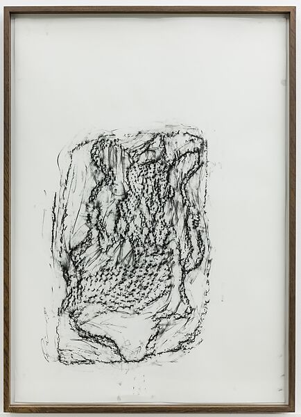 Orthostates, 2017–on going [Orthostat #077], Rayyane Tabet (Lebanese, born 1983), Charcoal rubbing on paper, framed 