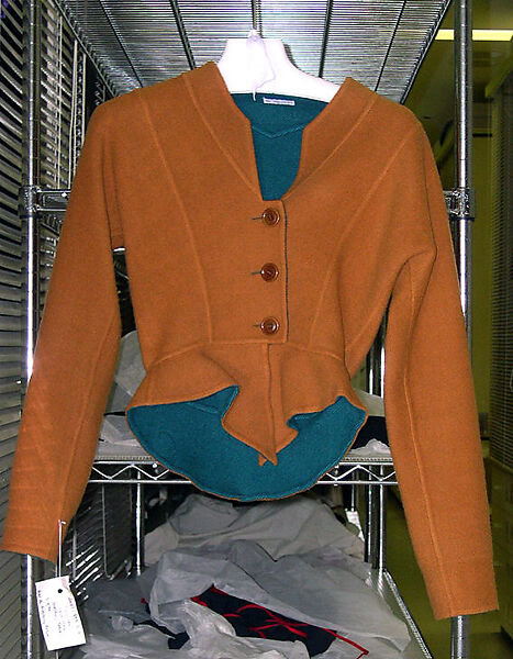 Ensemble, Geoffrey Beene (American, Haynesville, Louisiana 1927–2004 New York), (a) wool, plastic; (b) leather, American