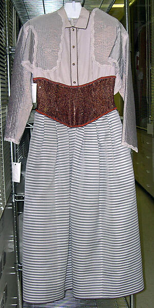 Ensemble, Geoffrey Beene (American, Haynesville, Louisiana 1927–2004 New York), (a) silk, metallic; (b) cotton, plastic, silk; (c) silk, American