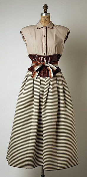 Ensemble, Geoffrey Beene (American, Haynesville, Louisiana 1927–2004 New York), (a) silk, metallic; (b) cotton, plastic, silk; (c) silk, American