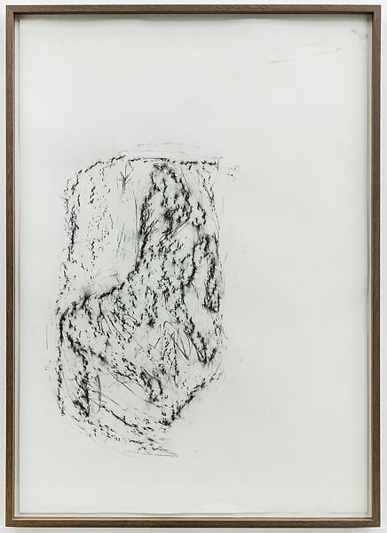 Orthostates, 2017–on going [Orthostat #158], Rayyane Tabet (Lebanese, born 1983), Charcoal rubbing on paper, framed 