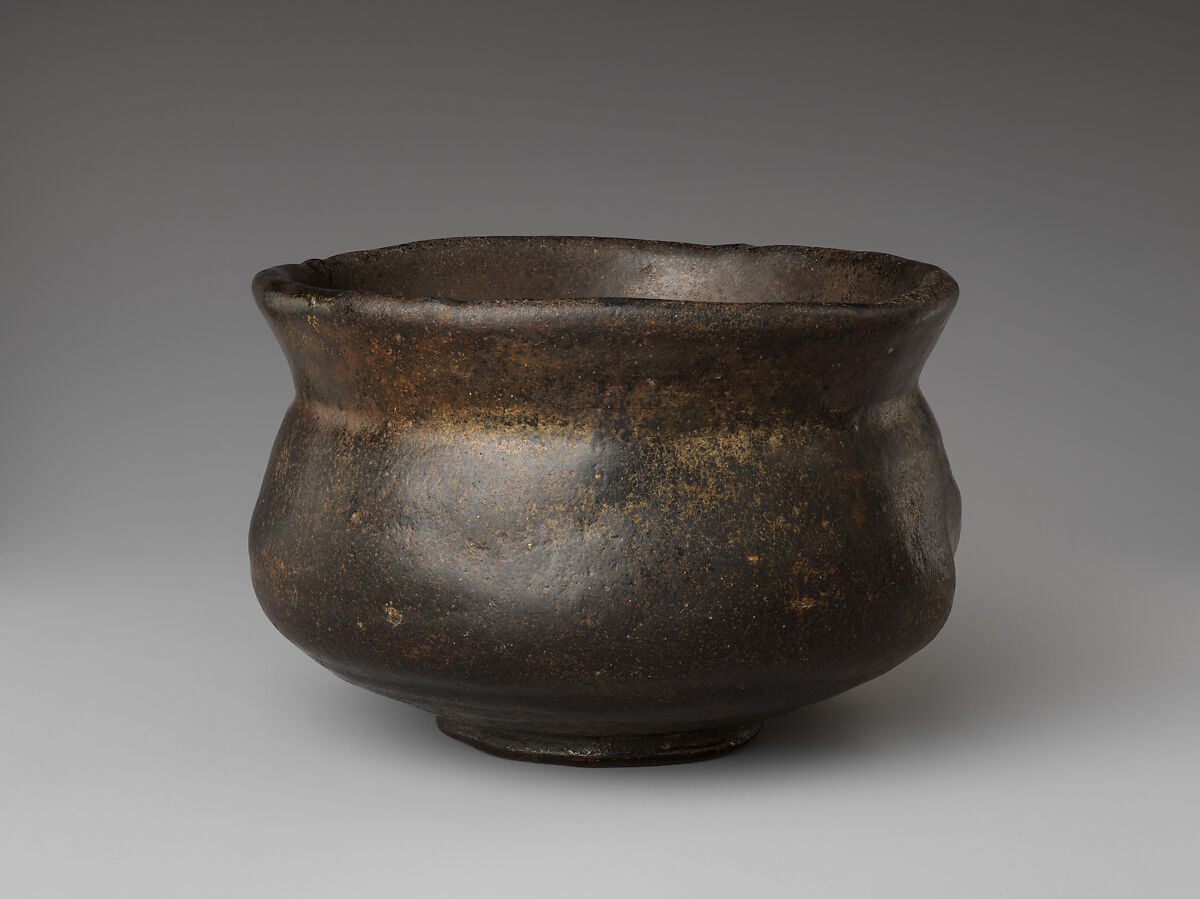 Black Raku Tea Bowl, Named “Kaedegure” (Twilight by the Maples), Attributed to Raku Chōjirō (Japanese, 1516–1592), Earthenware with black Raku glaze (Raku ware), Japan