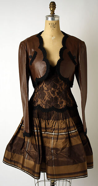 Ensemble, Geoffrey Beene (American, Haynesville, Louisiana 1927–2004 New York), (a) silk; (b) leather, American 