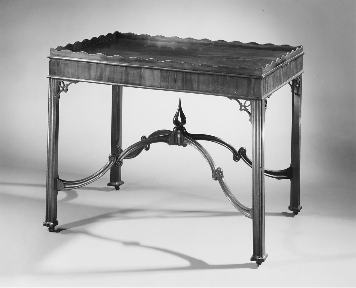 Tea Table, Robert Harrold (American, born England, active 1765–1792), Mahogany, mahogany veneer, maple; brass (modern), American