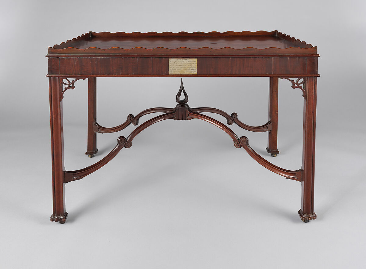 Tea Table, Robert Harrold (American, born England, active 1765–1792), Mahogany, mahogany veneer, maple; brass (modern), American