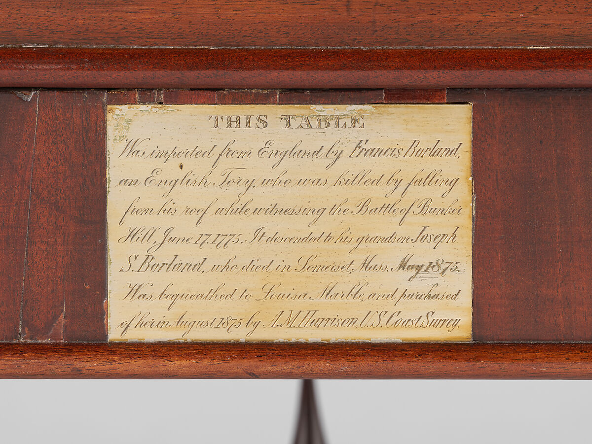 Tea Table, Robert Harrold (American, born England, active 1765–1792), Mahogany, mahogany veneer, maple; brass (modern), American