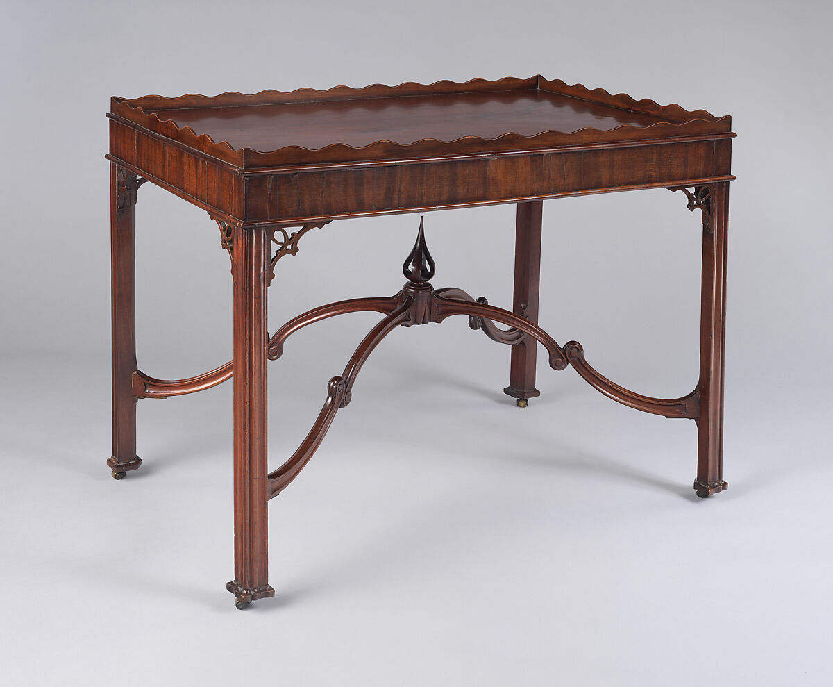 Tea Table, Robert Harrold (American, born England, active 1765–1792), Mahogany, mahogany veneer, maple; brass (modern), American