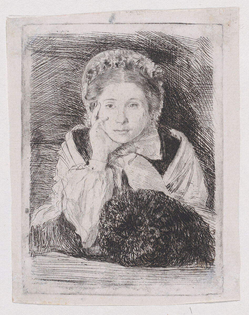 Marguerite De Gas, the Artist's Sister, Edgar Degas (French, Paris 1834–1917 Paris), Etching and drypoint; unique impression of the second state of six 