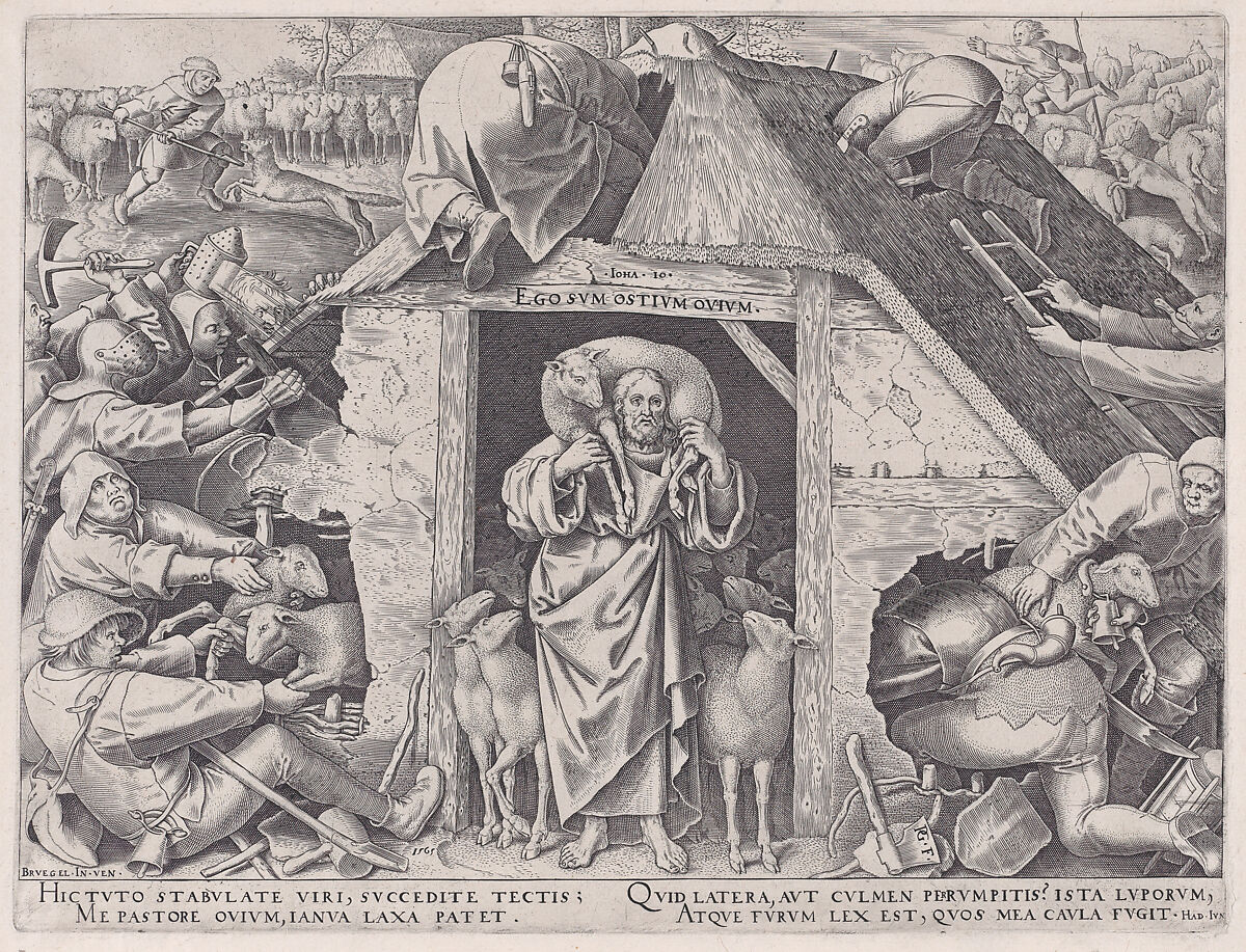Parable of the Good Shepherd, Philips Galle (Netherlandish, Haarlem 1537–1612 Antwerp), Engraving 
