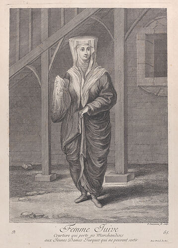 Femme Juive, Courtiere qui porte ses Marchandises aux Juenes Dames Turques qui ne peuvent sortir, plate 65 from 