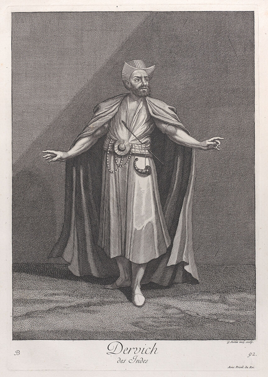 Dervich, des Indes, plate 92 from "Recueil de cent estampes représentent differentes nations du Levant", After Jean Baptiste Vanmour (French, Valenciennes 1671–1737 Istanbul (Constantinople)), Etching and engraving 