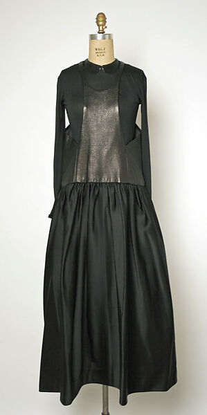 Ensemble, Geoffrey Beene (American, Haynesville, Louisiana 1927–2004 New York), (a) leather, silk, synthetic fiber; (b) silk, plastic, American 