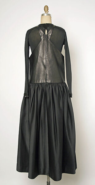 Ensemble, Geoffrey Beene (American, Haynesville, Louisiana 1927–2004 New York), (a) leather, silk, synthetic fiber; (b) silk, plastic, American