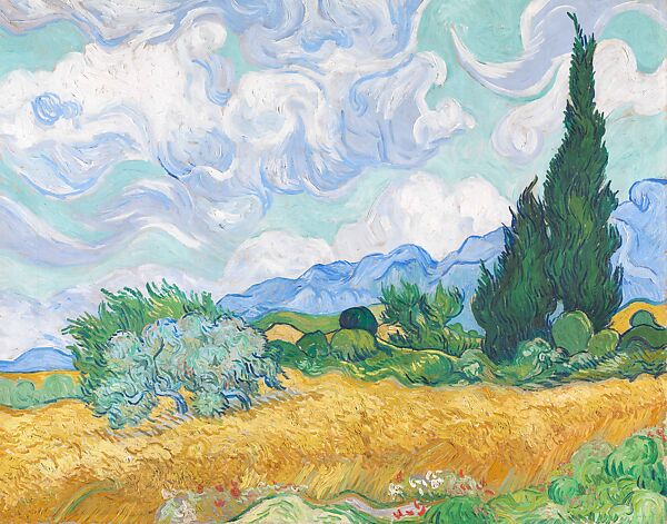 A Wheatfield, with Cypresses, Vincent van Gogh (Dutch, Zundert 1853–1890 Auvers-sur-Oise), Oil on canvas 