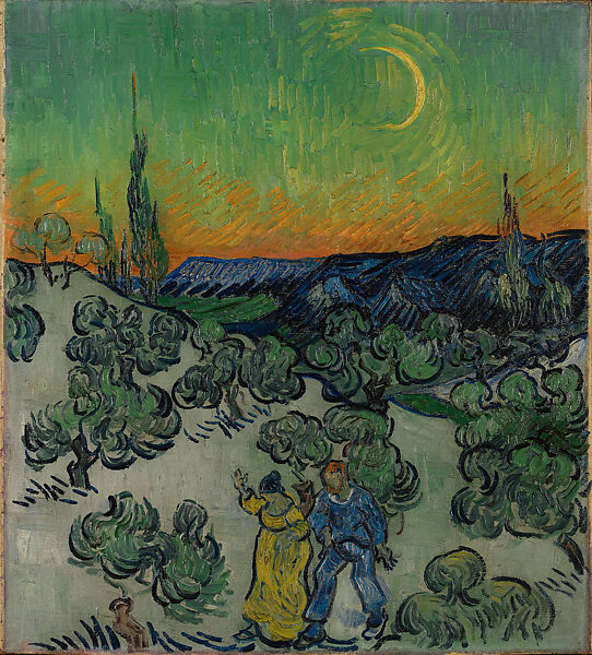 A Walk at Twilight, Vincent van Gogh  Dutch, Oil on canvas