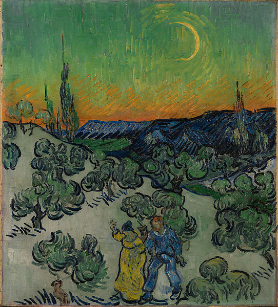 A Walk at Twilight, Vincent van Gogh (Dutch, Zundert 1853–1890 Auvers-sur-Oise), Oil on canvas 